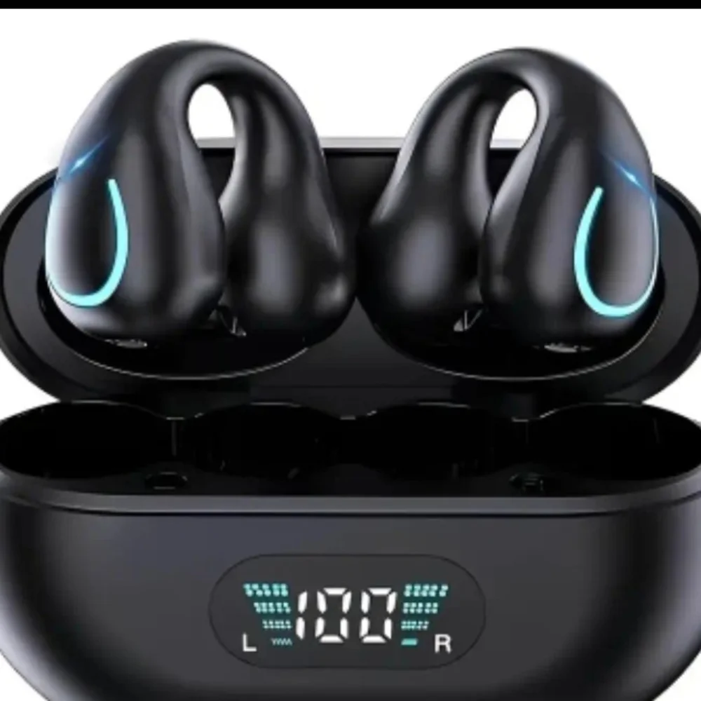 Black Wireless Earbuds with LED Display